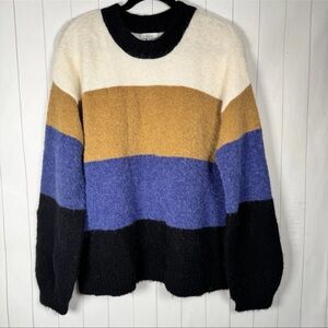Rails Medium Sylvie Wool Blend Honeycomb Striped Sweater Cozy Knit Pullover Top